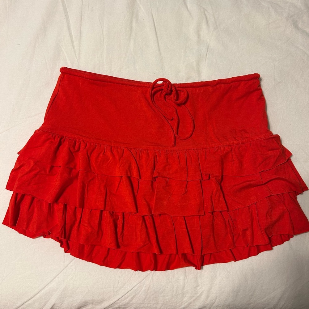 Vibrant Scarlet Ruffled Mini Skirt